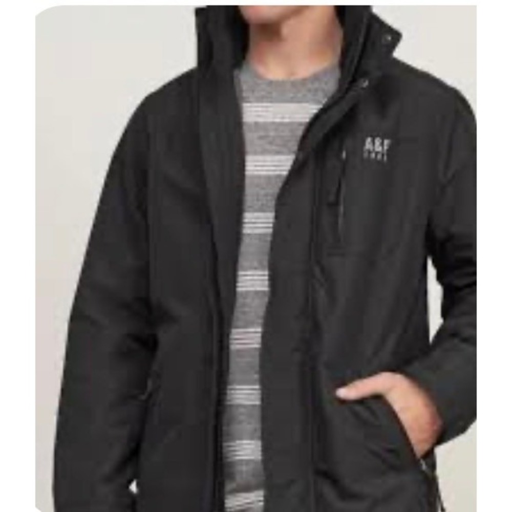 Abercrombie & Fitch All-Season Weather Warrior Hooded Jacket Black Mens Large